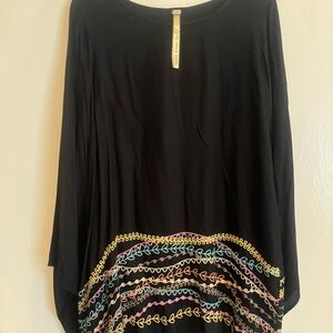 Uncle Frank Black Tunic with Colorful Embroidery